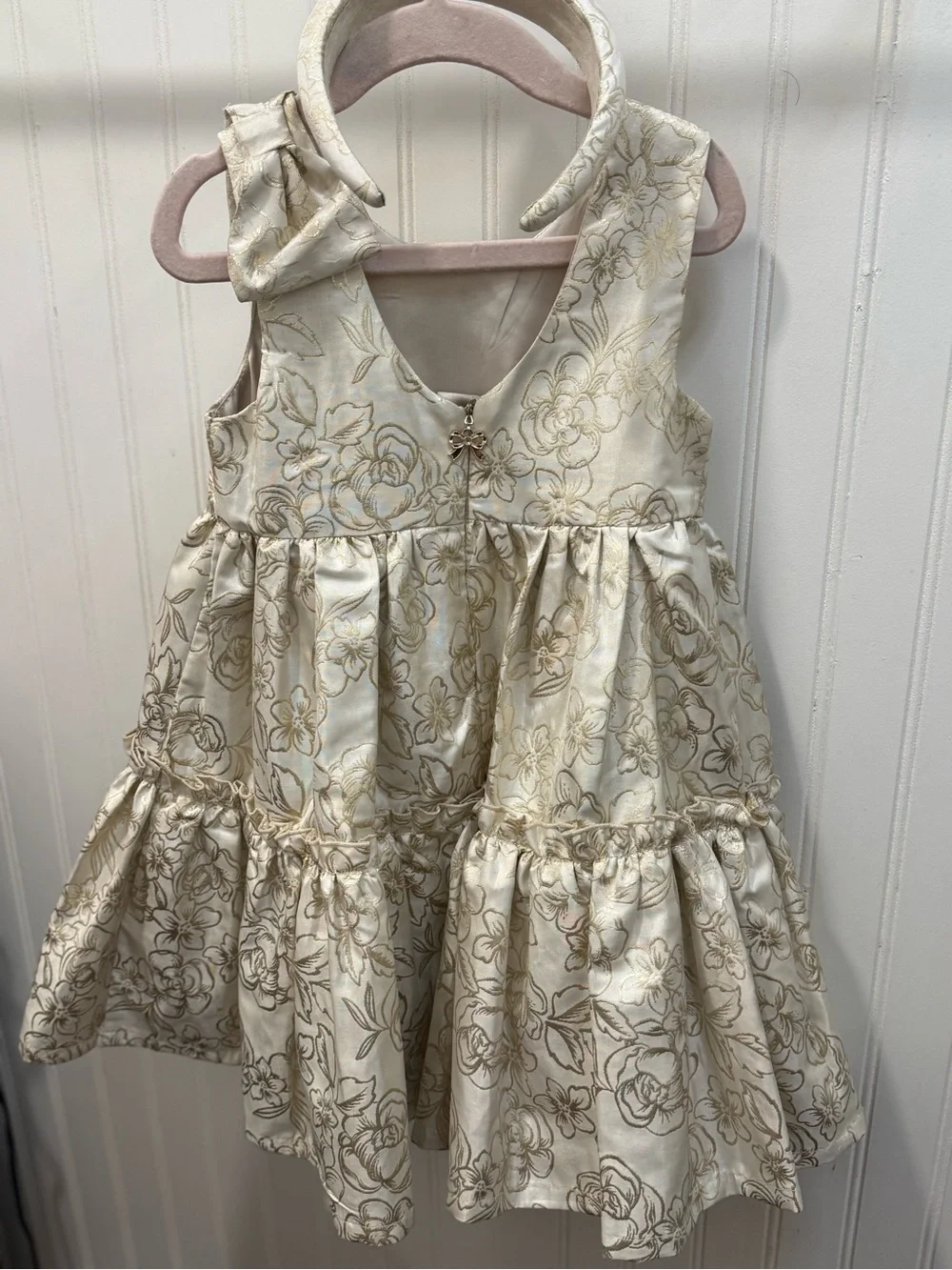 Rachel Zoe Ivory Dress with Gold Floral Accents